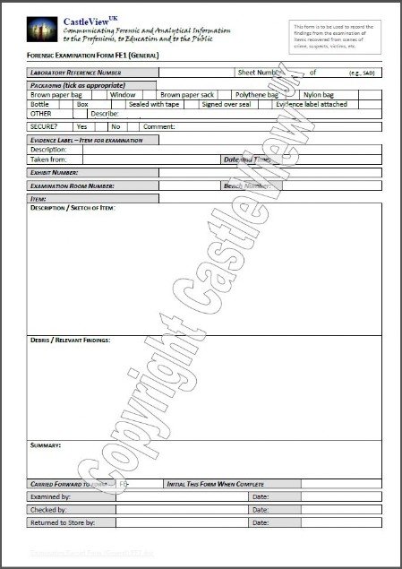 Forensic Examination Form (General Eviedence)